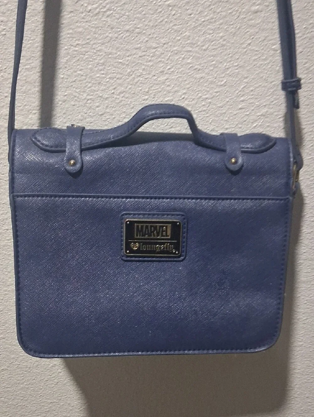 Marvel  Loungefly Navy Blue Satchel Crossbody with Gold Accent